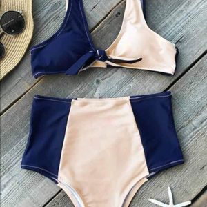 Navy & peach bikini